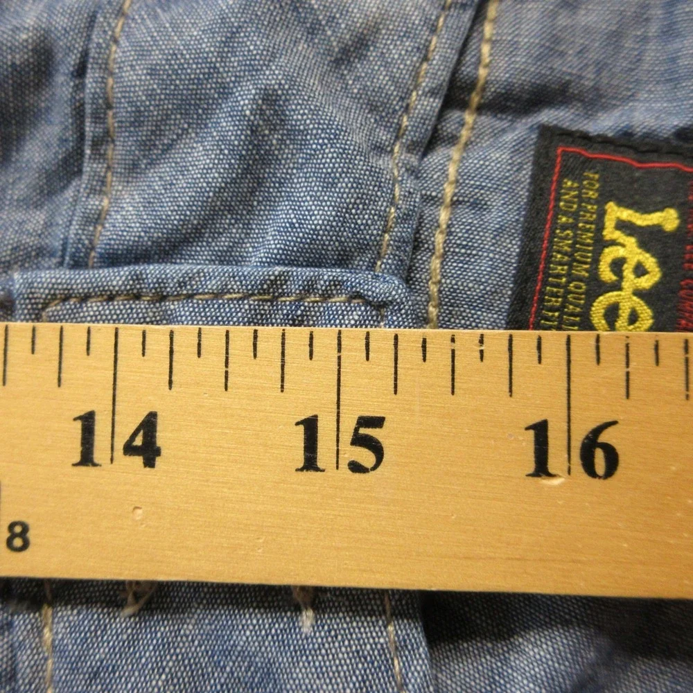 LEE Wide Leg Loose Fit Pleated Trouser Pant Sz 14 Indigo Prep Chambray Denim NWT